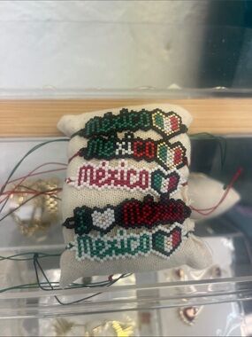 Handmade 'Mexico' Beaded Bracelet – Green, Red & White . different colors 25 ea
